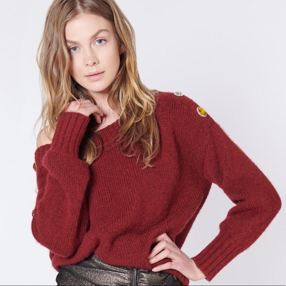 Veronica Beard Chase Button Detail Sweater